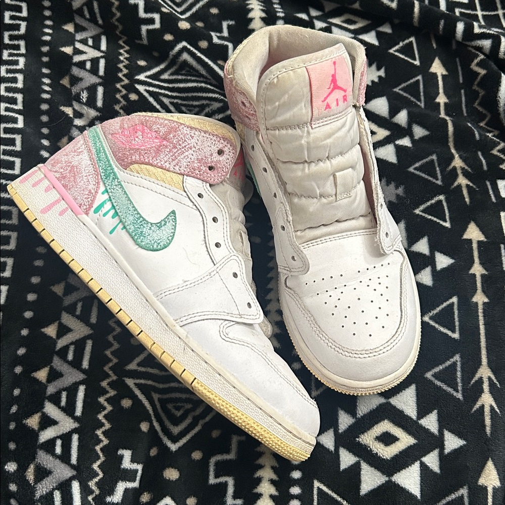 Air Jordan 1 mid GS ‘Paint drip’ Sz6Y